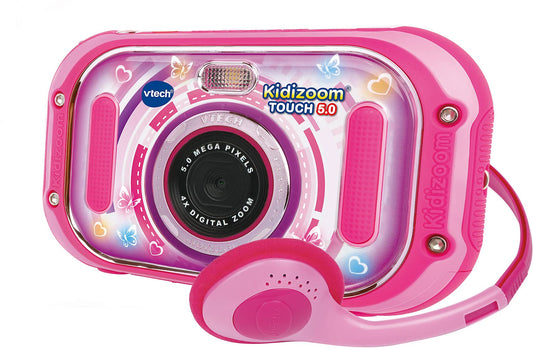VTech KidiZoom Touch 5.0 roz – Cameră pentru copii cu touchscreen, funcții selfie și video, efecte și jocuri – Pentru copii de 5-12 ani