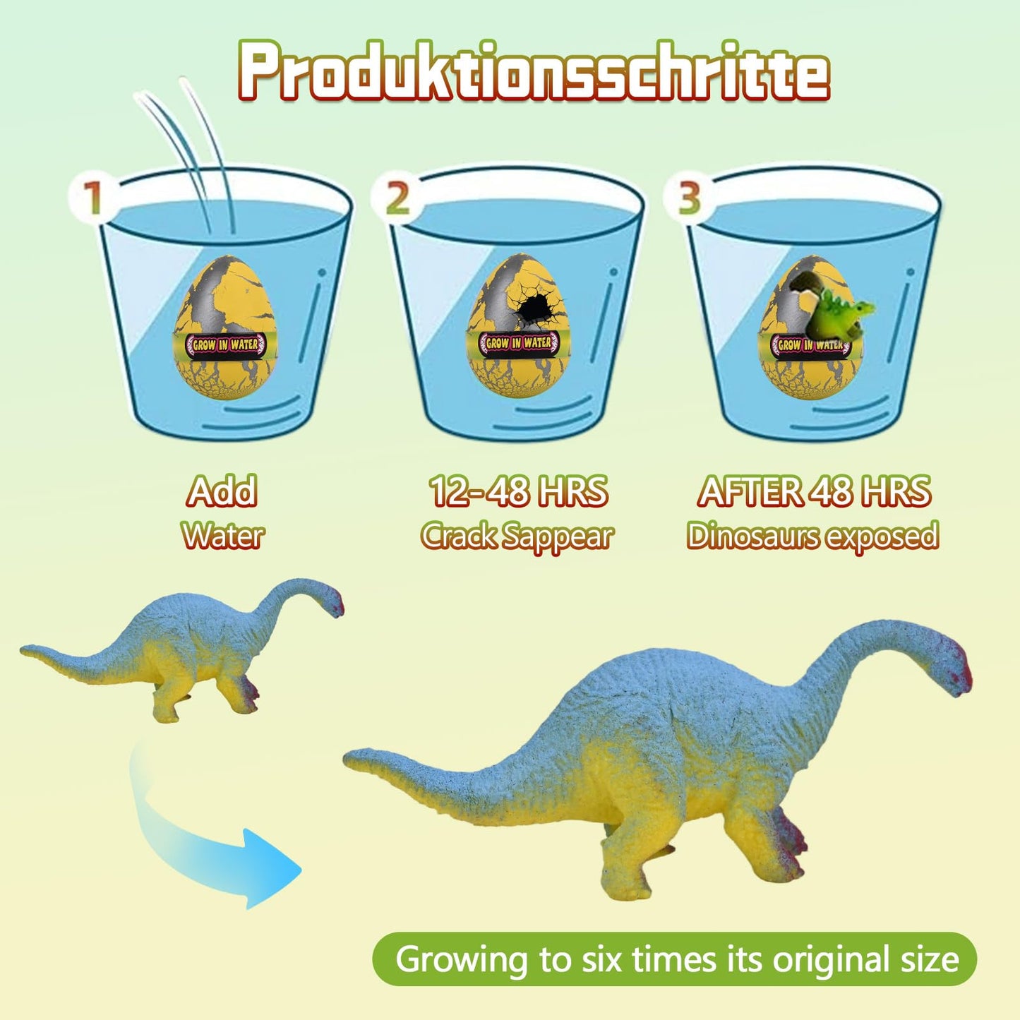 Zoelele Set 6 Ouă Surpriză Dinozauri, eclozare în apă