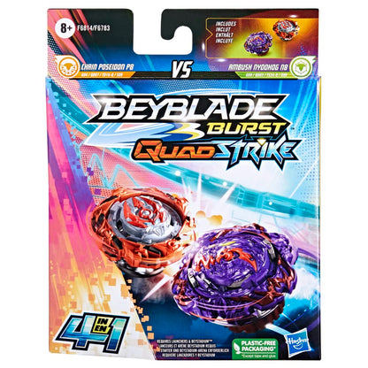 Set 2 jucarii Beyblade Burst QuadStrike Ambush Nyddhog N8 și Chain Poseidon P8 Multicolor