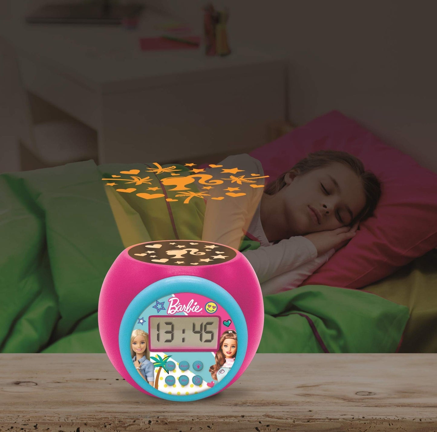 Ceas deșteptător Lexibook Barbie cu funcție de snooze, lumină de noapte cu timer, ecran LCD, funcționare pe baterii, RL977BB