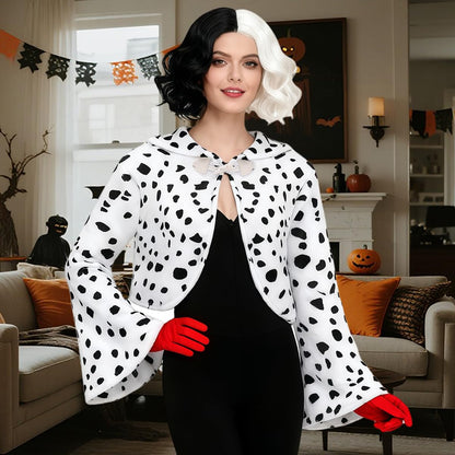 Miulruma Set costum Cruella Deville, peruca + jacheta + acces.