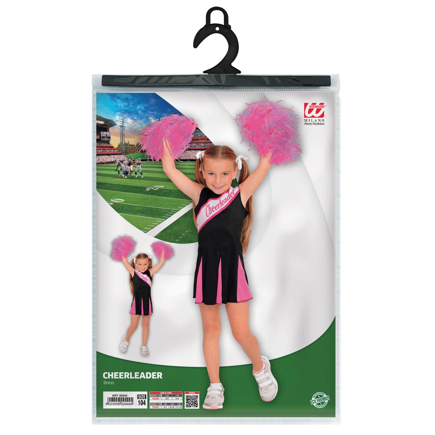 WIDMANN MILANO Costume de Petrecere pentru Copii - Cheerleader, Rochie, Fotbal American, Uniformă Școlară, Petrecere Tematică, Carnaval