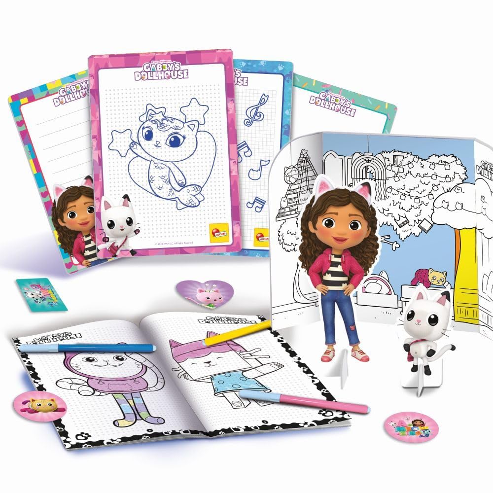 Lisciani Gabby's Dollhouse Rucsac Școlar pentru Desen și Colorat cu Markere și Creioane Colorate pentru Copii de la 4 Ani