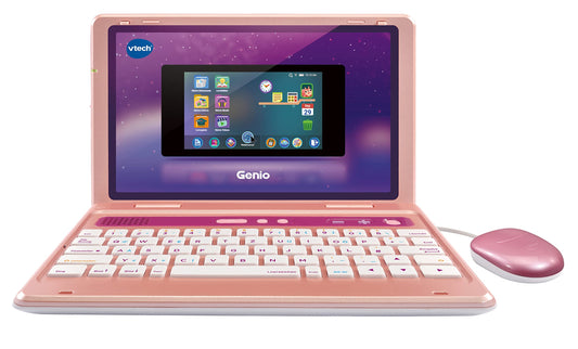 Vtech Genio Laptop de Învățare roz – Laptop educațional cu acces la internet, program de text și conținuturi de învățare pentru litere, cuvinte, matematică, logică și altele – Pentru copii de 5-12 ani