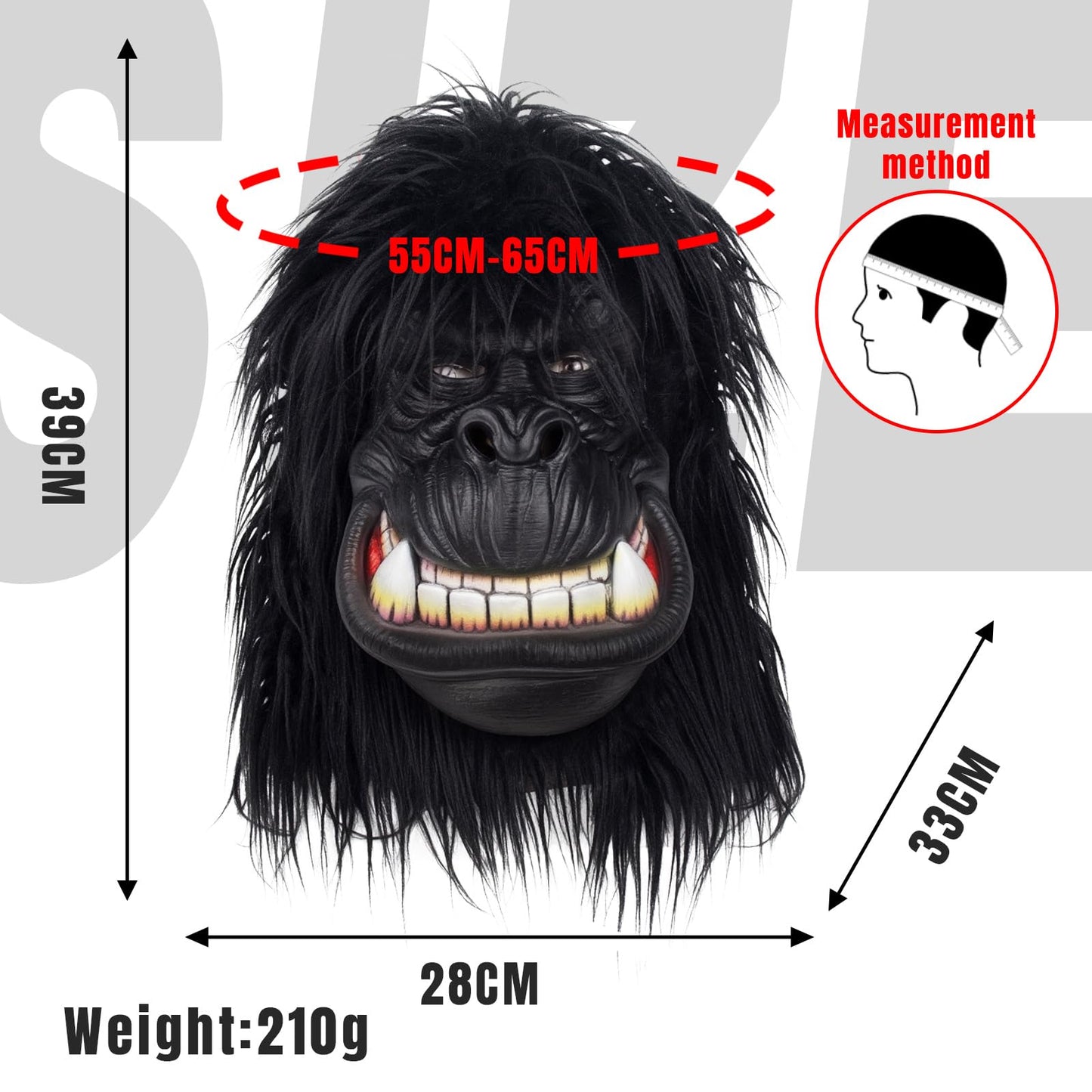 Masca Gorilla | Halloween & Carnaval – Masca din latex cu imitație de blană pentru petreceri, parade și carnavaluri