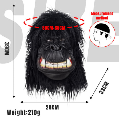 Masca Gorilla | Halloween & Carnaval – Masca din latex cu imitație de blană pentru petreceri, parade și carnavaluri