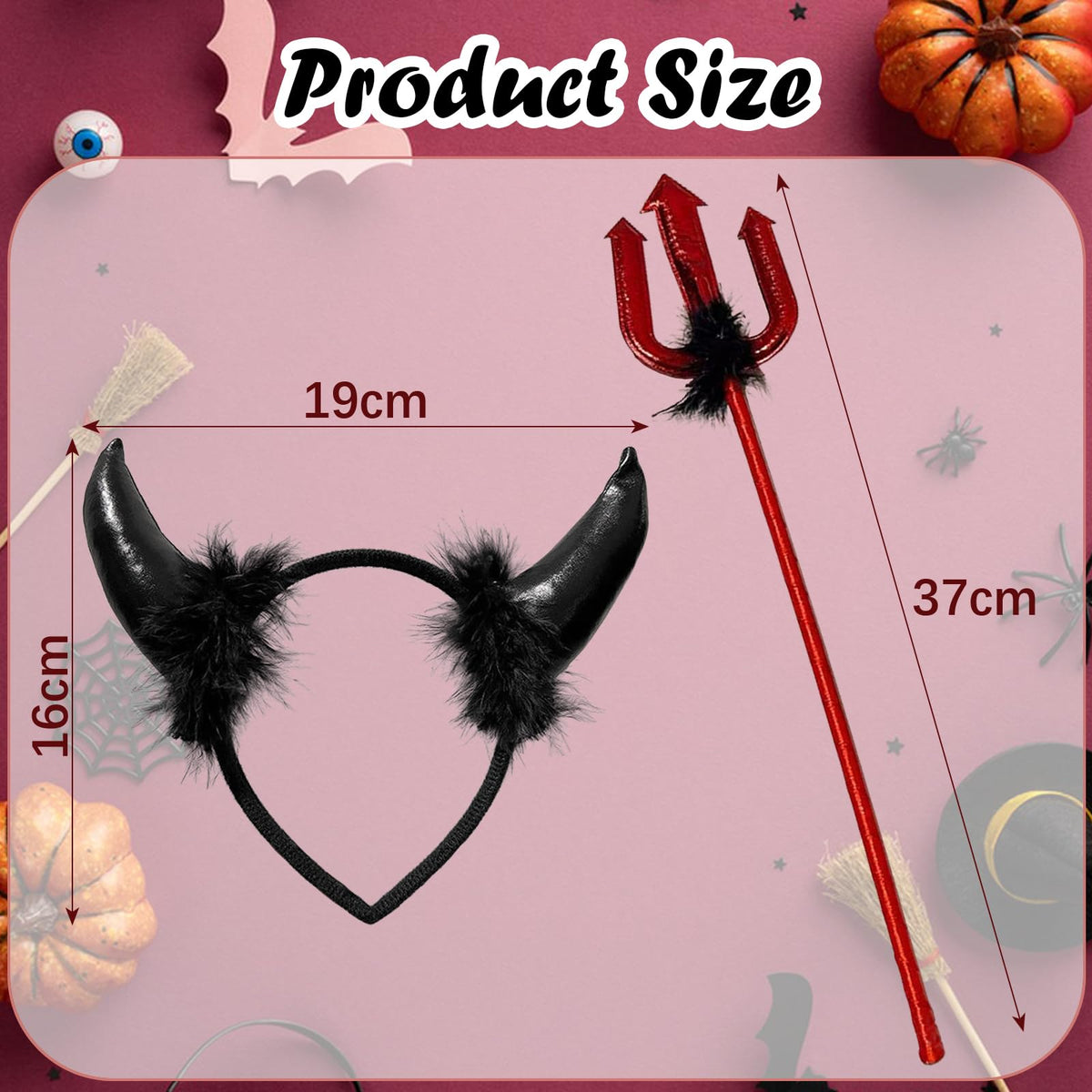 HSYWSH Set Accesorii Diavol Halloween, corniță+trident