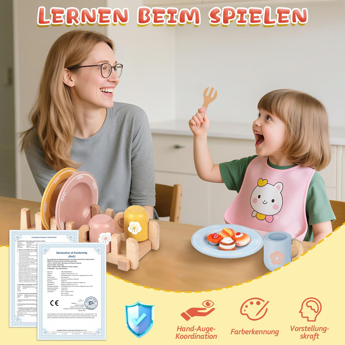 Charmofun Set ceai din lemn, 30 piese, 3+ ani