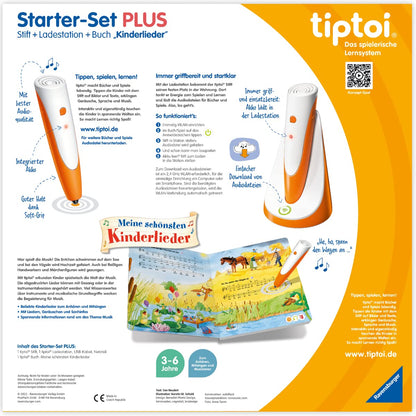 Ravensburger tiptoi Starter-Set Plus 00159: Stilou și cartea „Cele mai frumoase cântece pentru copii” - Plus stație de încărcare [Exclusiv pe Amazon]