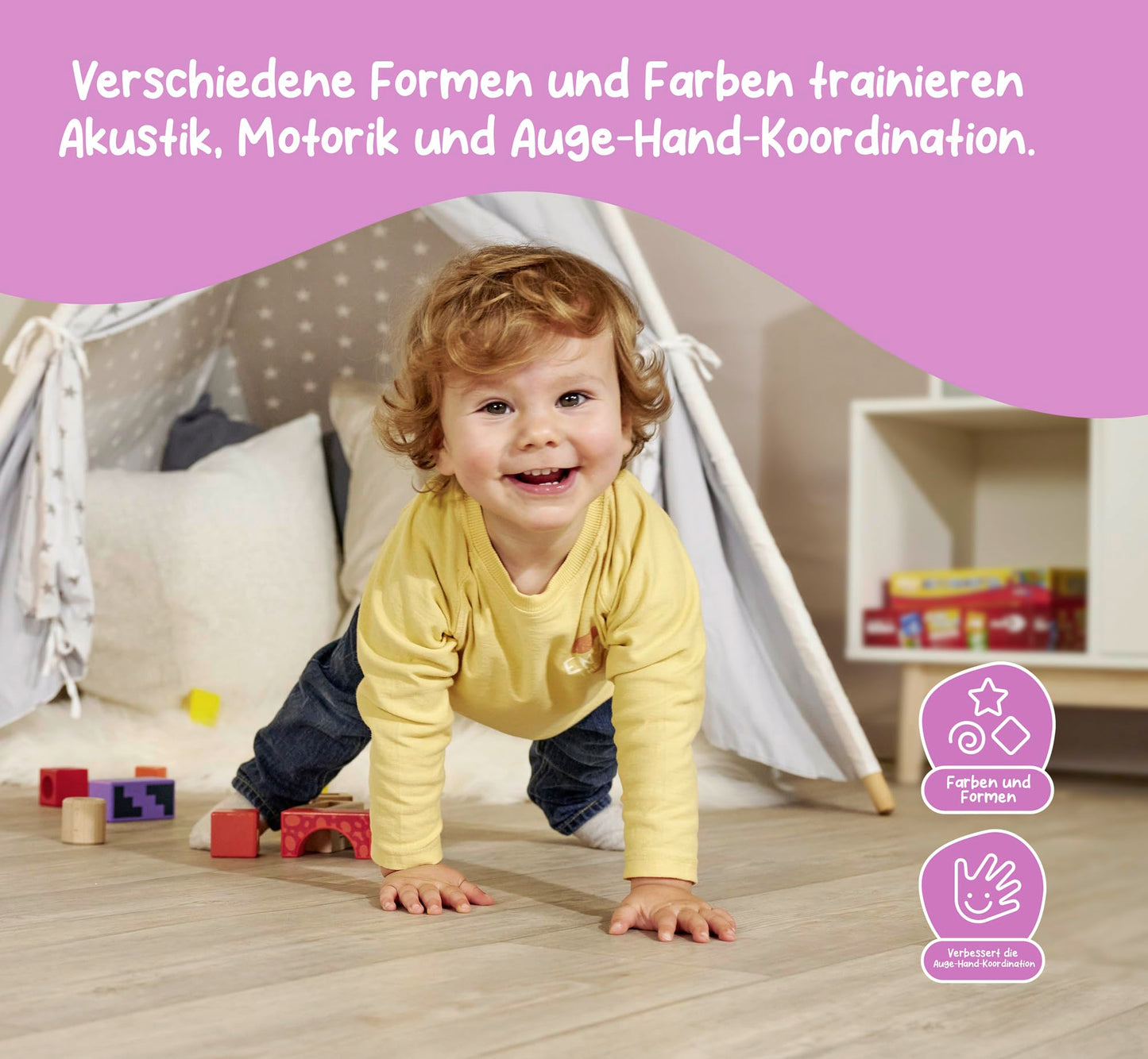 Eichhorn Cuburi muzicale din lemn, 12 buc, 1+ an