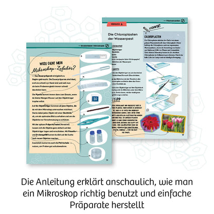 Mikroscop KOSMOS 636050 pentru copii, kit de experimente, ideal pentru elevi, recomandat copiilor de la 8 ani.