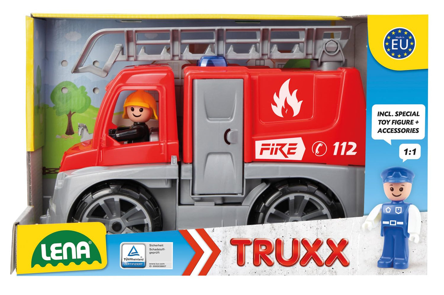 Lena 04457 Mașinuță pompieri TRUXX cu figurină și scară