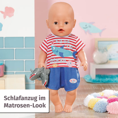 Pijamale de baie BABY born cu saboți, costum întreg în design de marinar pentru păpuși de 43 cm, 834268 Zapf Creation