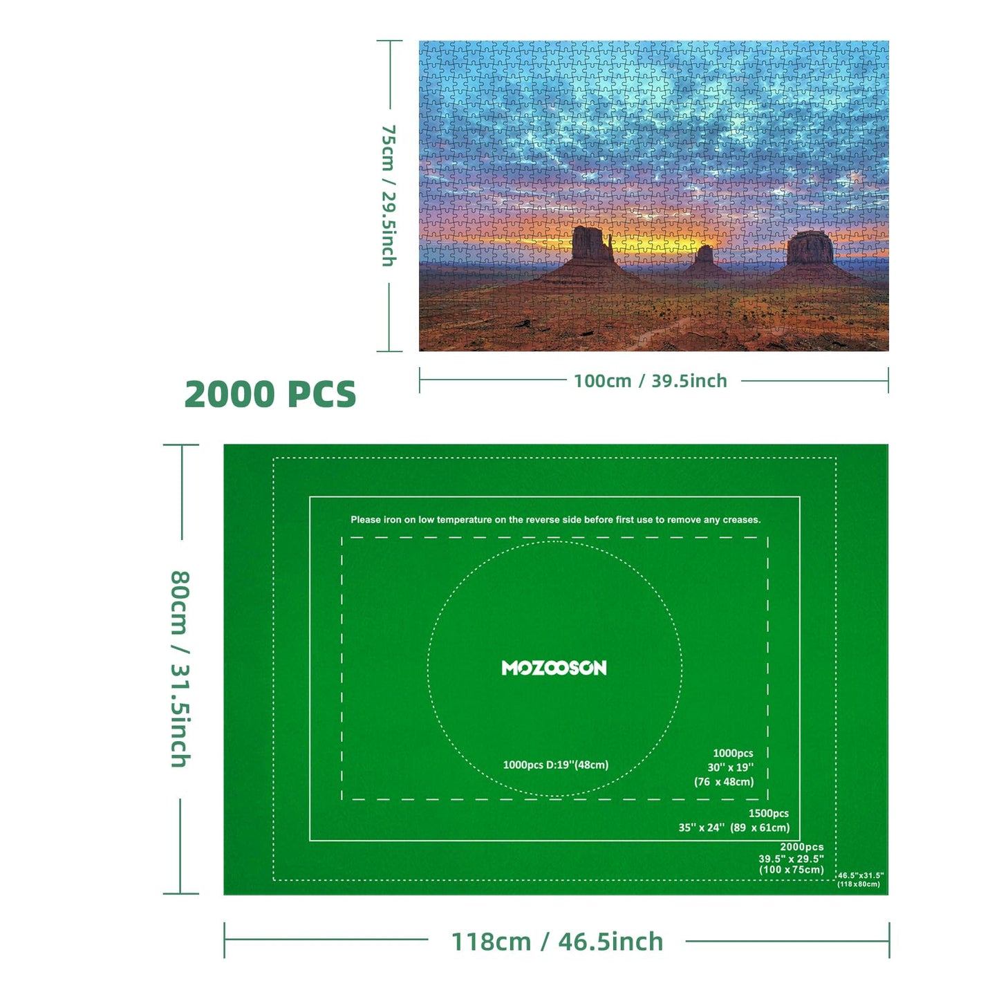 Mozooson Covor puzzle roll-up, 118x80 cm, 2000 piese