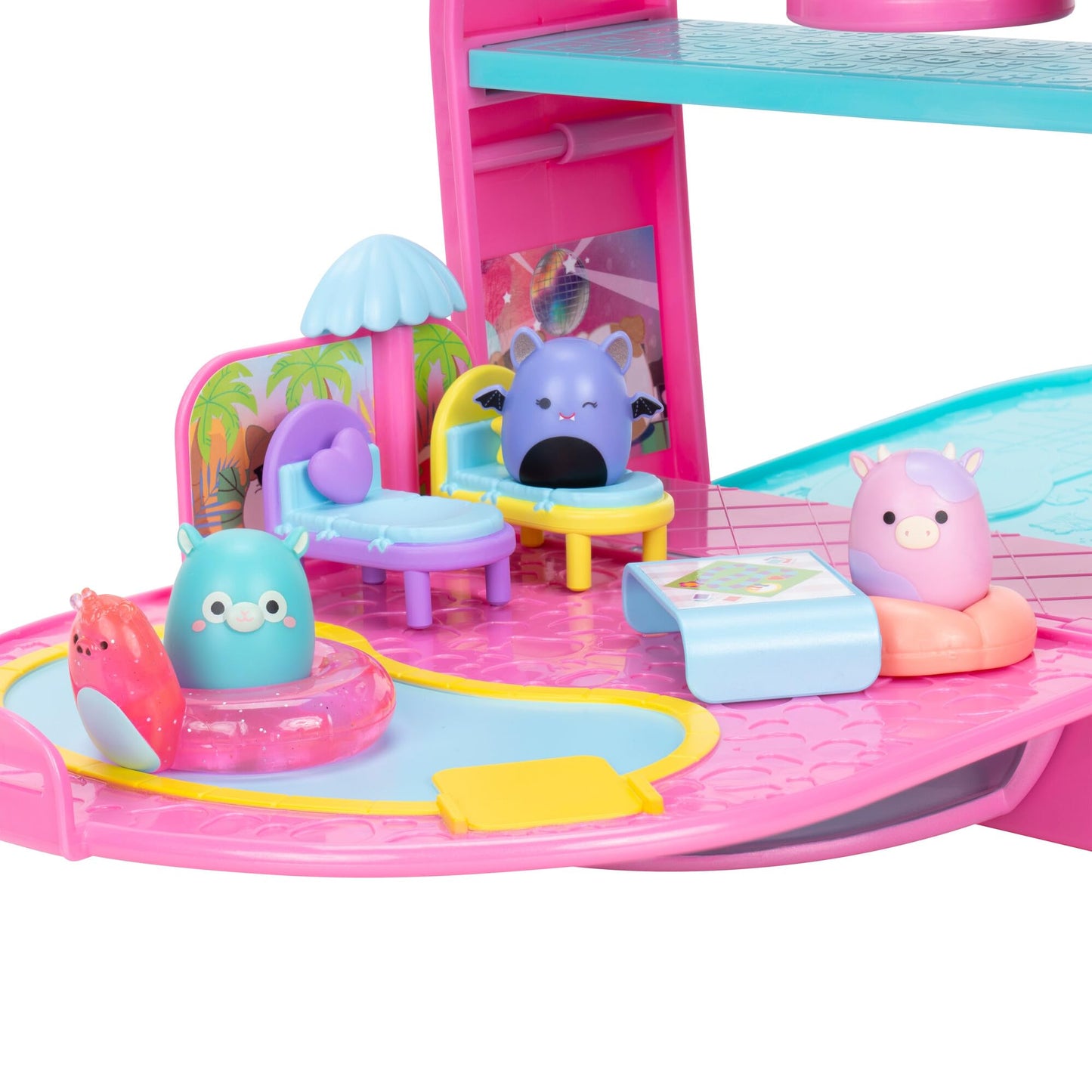 Squish-a-longs SQAL0037 Set de joacă portabil Party Pack cu 3 figurine Mini-Squish de 2,5 cm și 9 accesorii de mobilier pentru colecționat și schimbat de la Squishmallows de la 6 ani