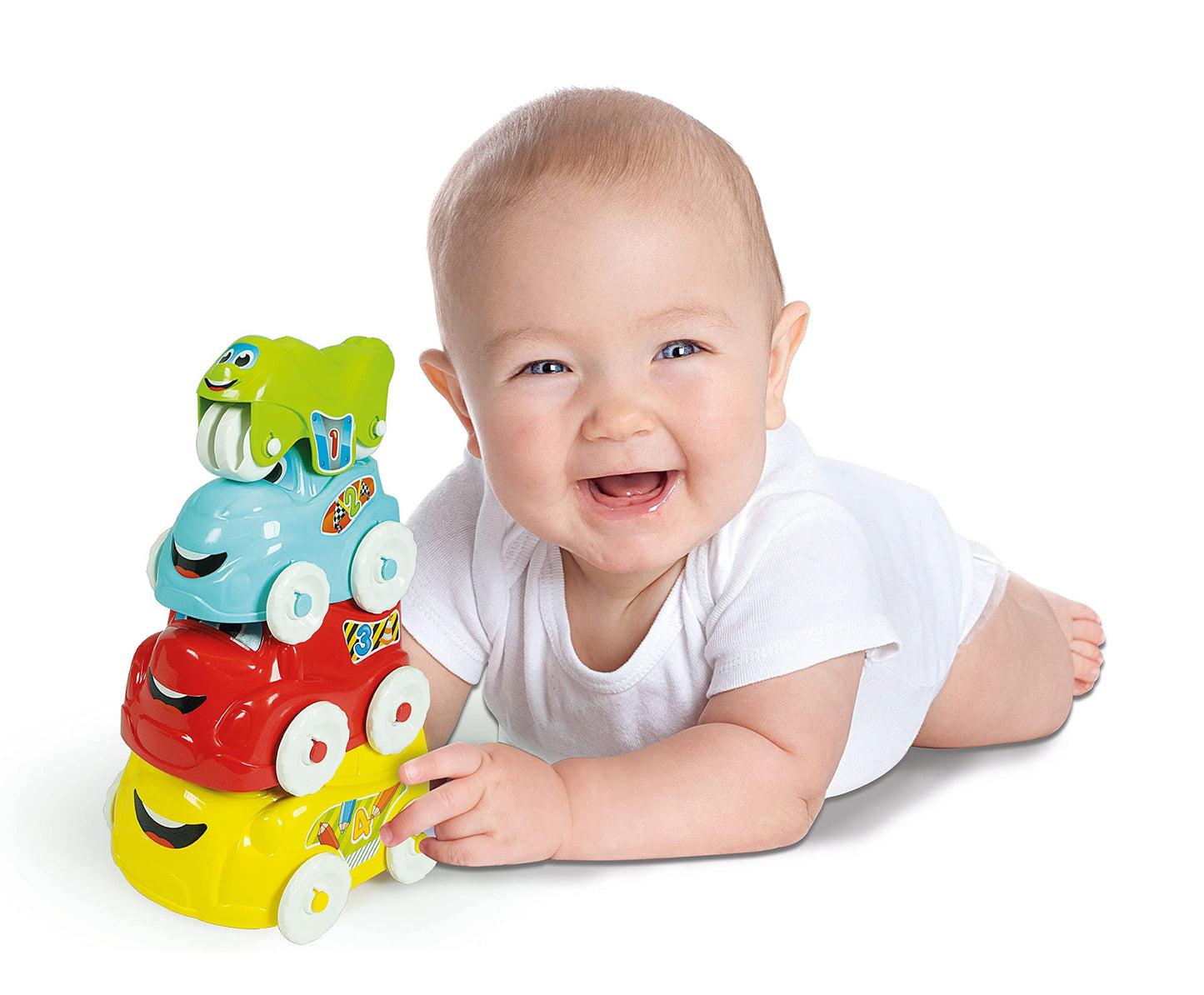 Clementoni Baby Stapelabile Mașinuțe Jucărie Motorie pentru Bebeluși de la 6 Luni pentru Dezvoltare Vizuală și Motorie