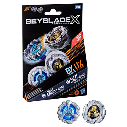 Set Dual Pack Hasbro Beyblade X Cowl Sphinx 1-80GF BX & Crest Leon 7-60GN