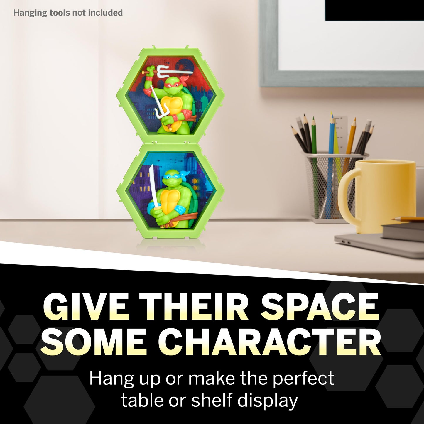 WOW! PODS - Testoase Ninja 4D Raffaello, Figurina Bobble-head Colectionabilă, Exponibilă pe Perete sau Pe Raft, Jucării și Cadouri Ninja Turtles