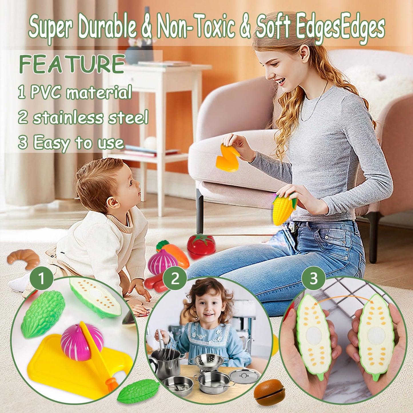 FAMKEEP Set bucătărie pentru copii, 30 piese