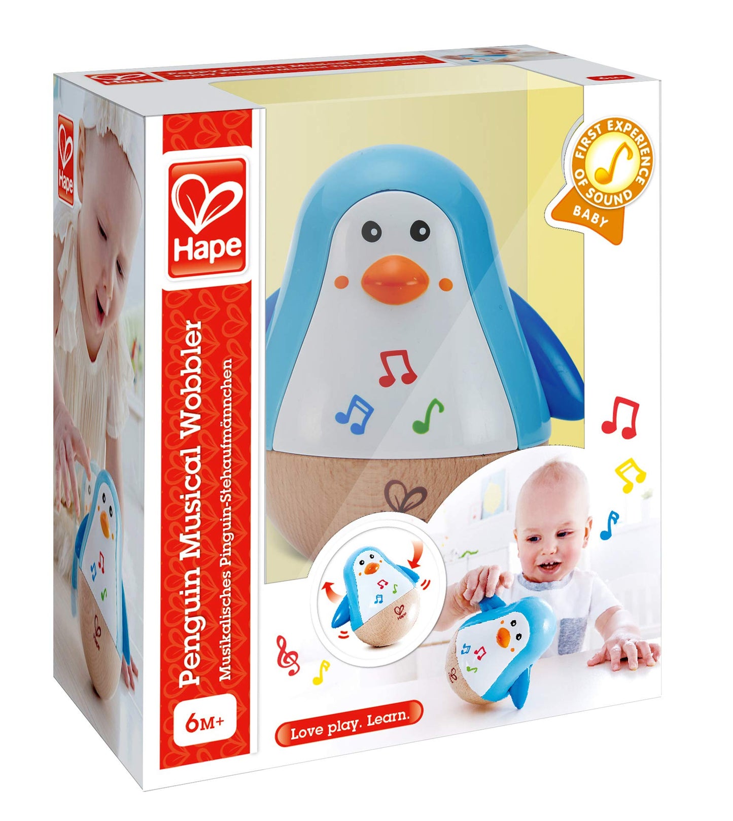 Hape Pinguin din lemn cu sunet, 6+ luni