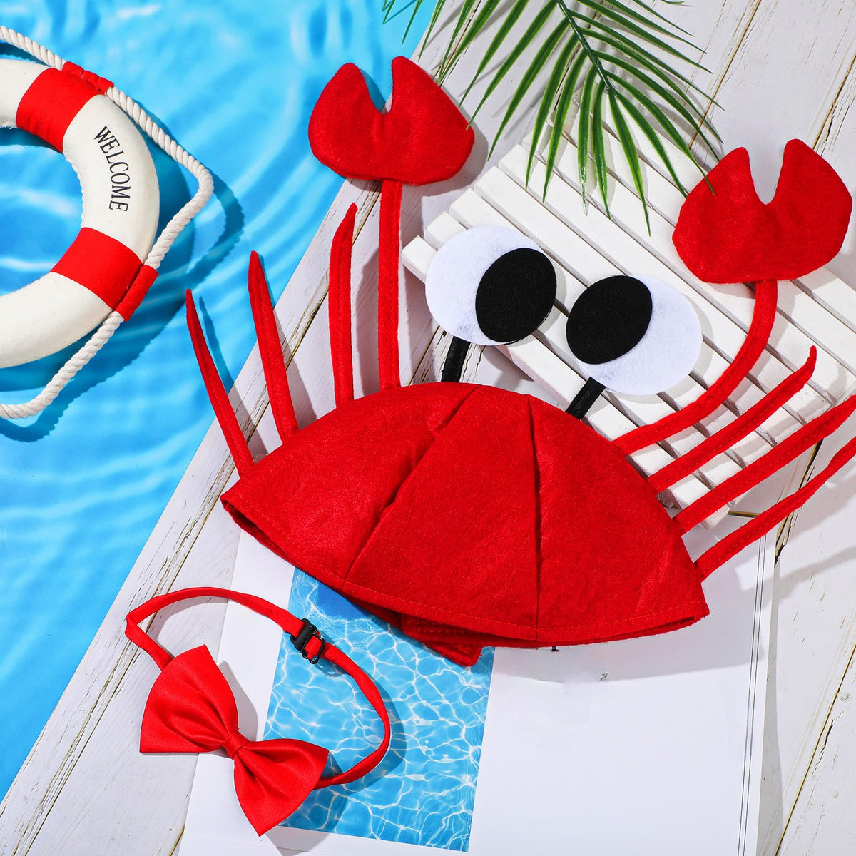 SATINIOR Pălărie costum crab reglabil cu papion roșu pentru copii femei bărbați adulți petreceri Halloween Crăciun Paște