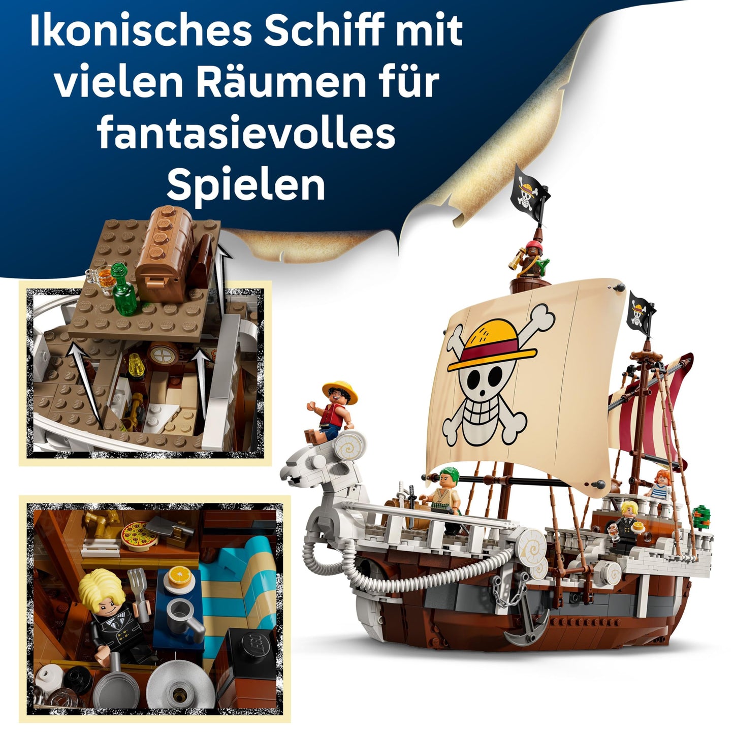 LEGO 75639 One Piece Nava Going Merry, 5 minifiguri, 10+ ani