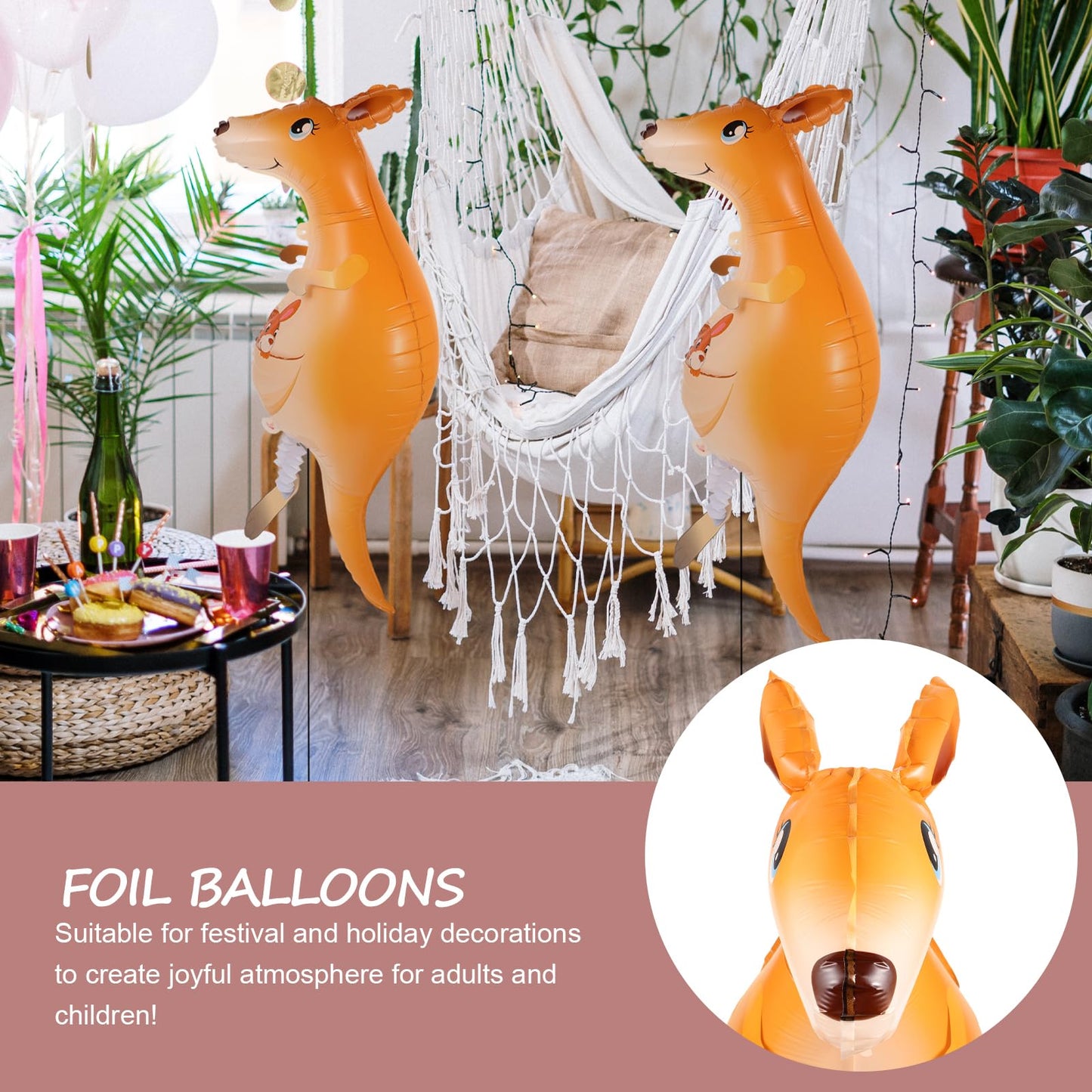 TOYANDONA Baloane folie cangur animale, 2 buc