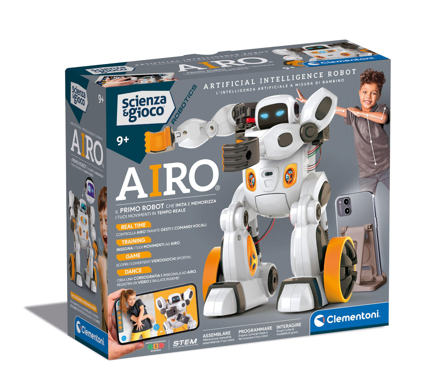 Clementoni Robotics Airo Robot AI de asamblat, 6 motoare, 9+