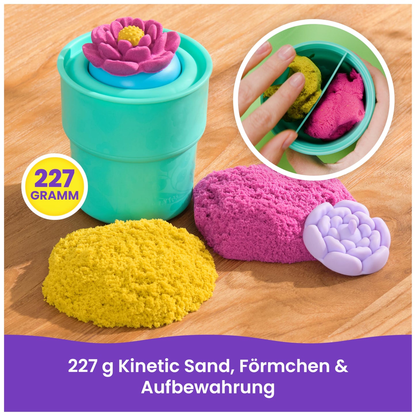 Kinetic Sand Squish Set Flori, 227 g, 5+ ani