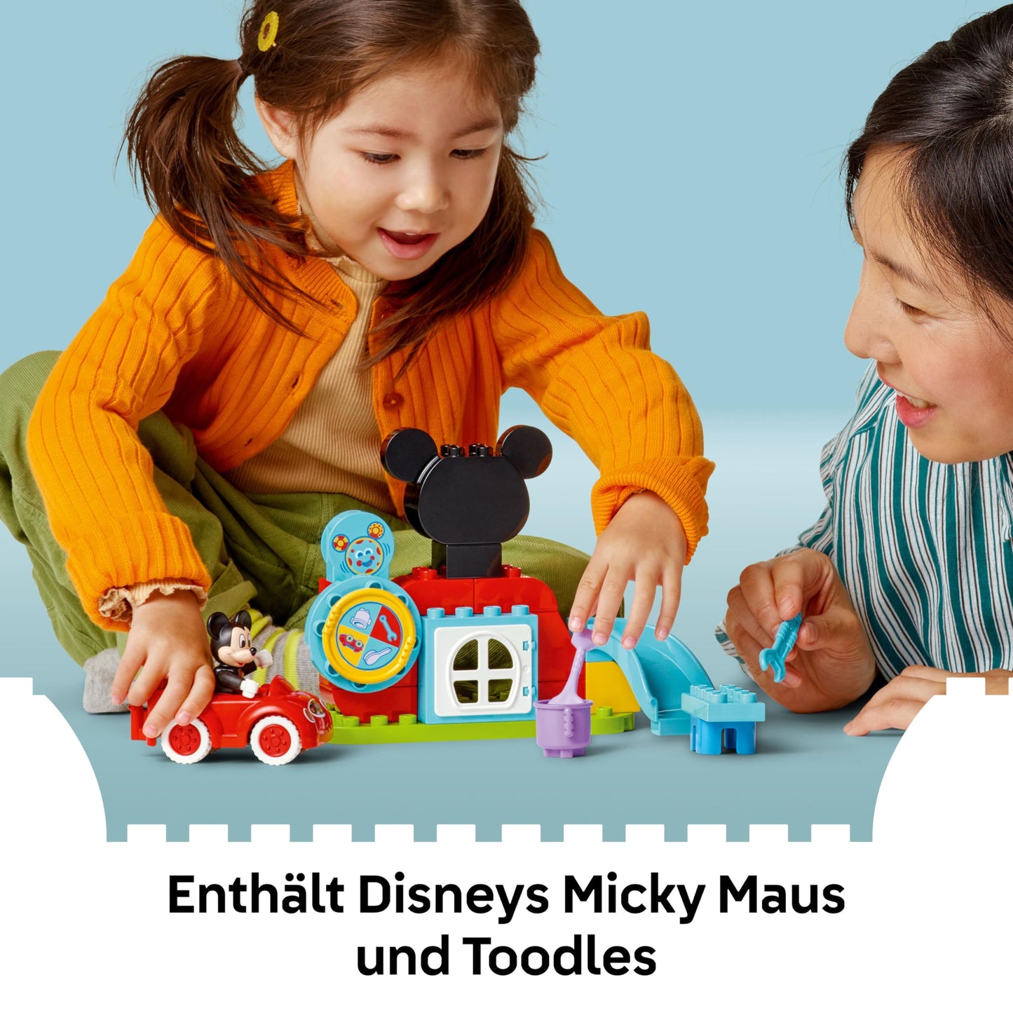 LEGO 10454 DUPLO Set Mickey Mouse, club și mașină