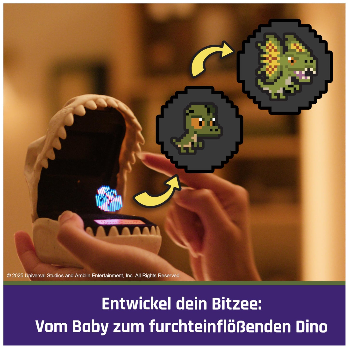 Bitzee Jurassic World Set de joacă interactiv Dino în design T-Rex cu 25 dinozauri virtuali, mod luptă și jocuri, cadou pentru copii de la 5 ani