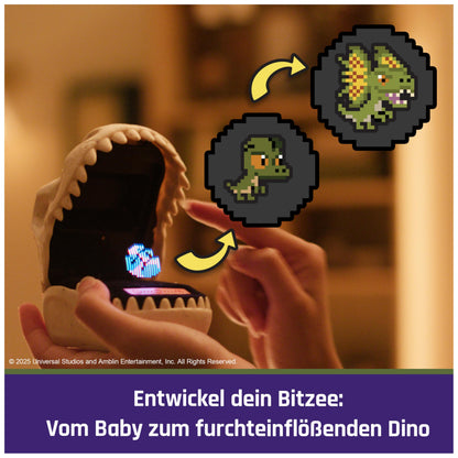 Bitzee Jurassic World Set de joacă interactiv Dino în design T-Rex cu 25 dinozauri virtuali, mod luptă și jocuri, cadou pentru copii de la 5 ani