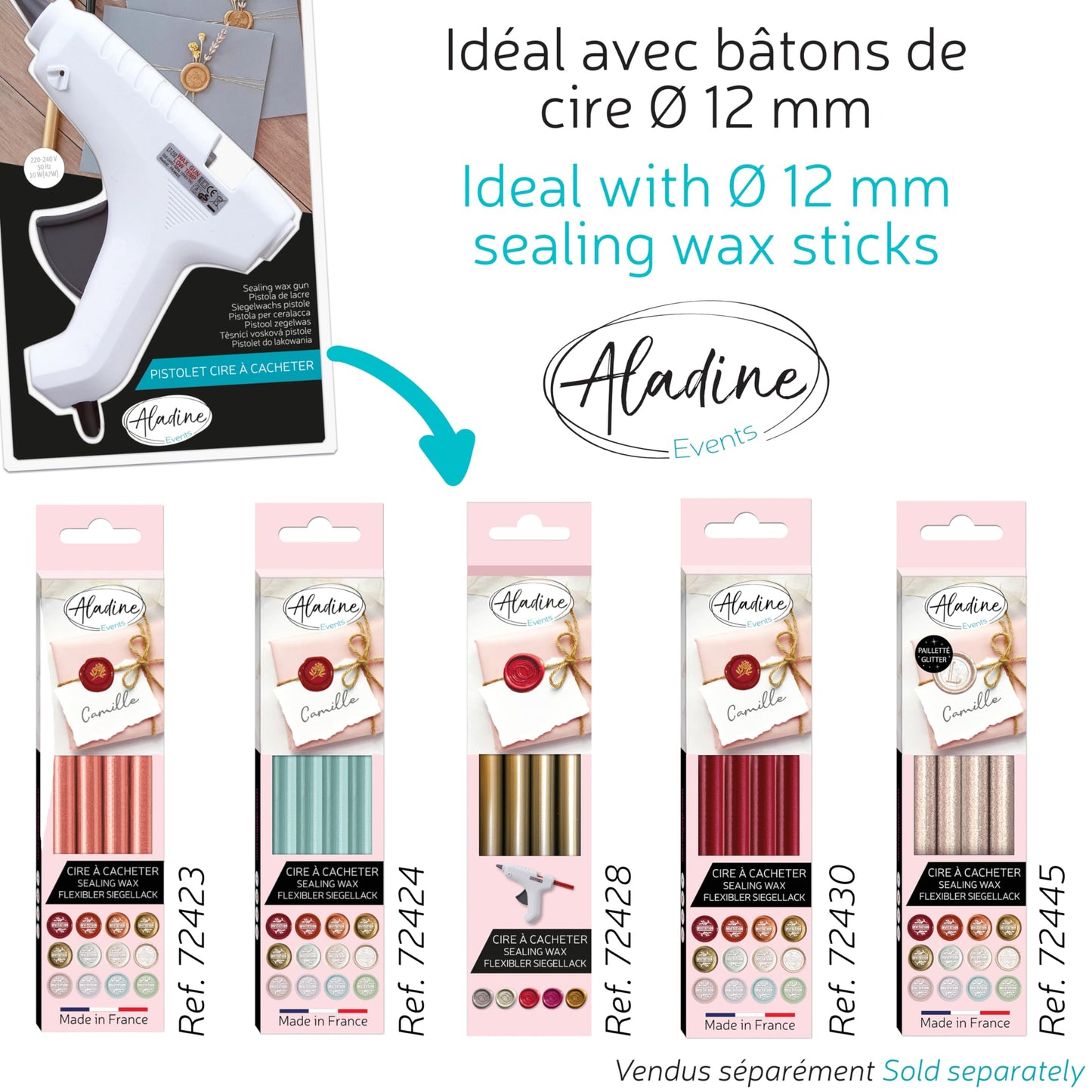 Aladine – 72606 – Freizeit Kreative – Pistol pentru bețe de ceară rotunde – 240 V