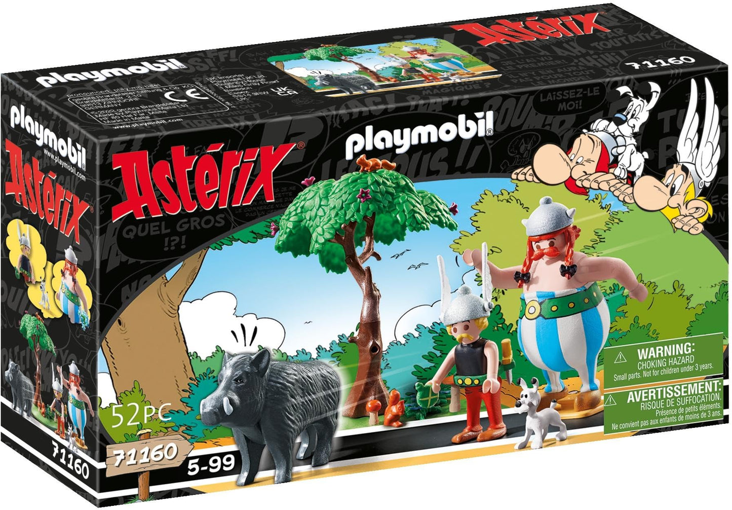 PLAYMOBIL 71160 Astérix Vânătoarea Mistrețului, cu Copac Rotativ, Jucărie pentru Copii de la 5 Ani, Multicolor