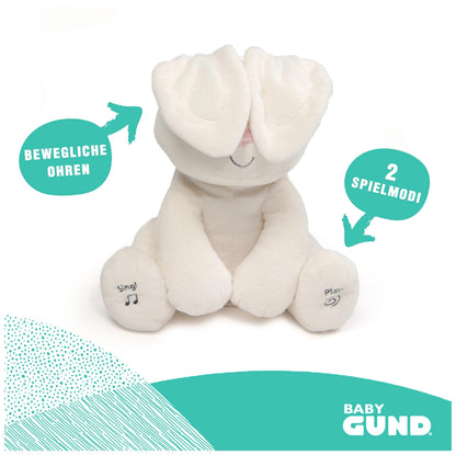 GUND Flora, iepurașul cântător și vorbitor - joacă Guck Guck cu urechile - german, aprox. 30 cm, de la 10 luni