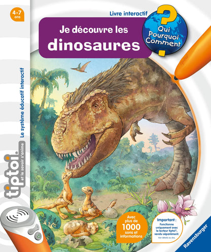Ravensburger tiptoi® – Set complet cu player interactiv + carte „Descopăr dinozaurii” – joc educativ electronic, fără ecran – de la 4 ani – versiune în limba franceză – 00 143
