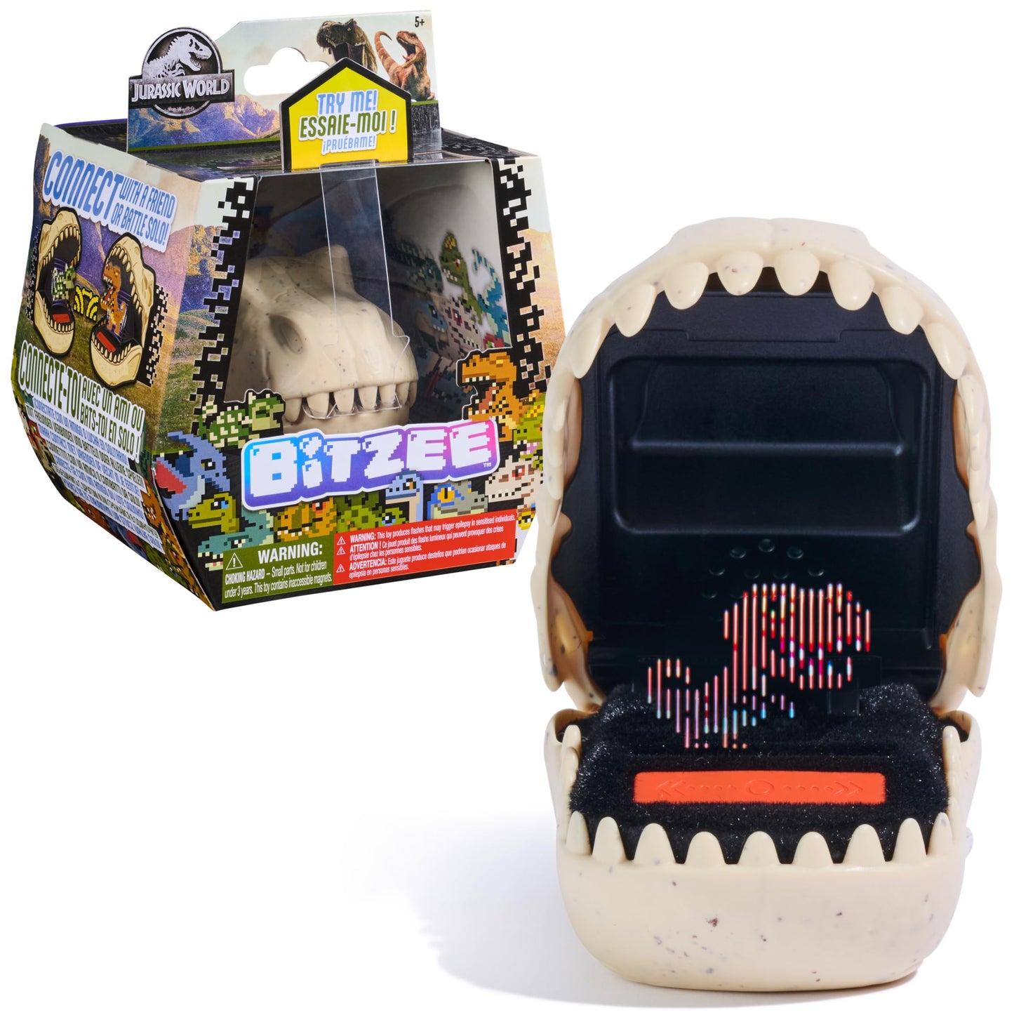 Bitzee Jurassic World Set de joacă interactiv Dino în design T-Rex cu 25 dinozauri virtuali, mod luptă și jocuri, cadou pentru copii de la 5 ani