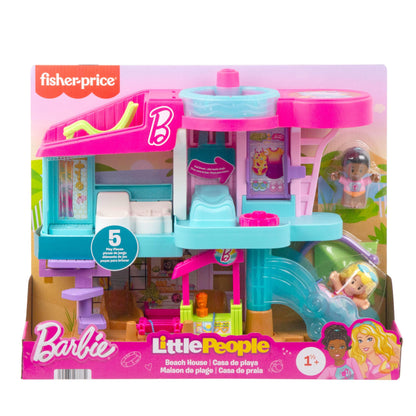 Fisher-Price Little People Set de joacă casă de plajă Barbie cu figurine și accesorii pentru copii de la 18 luni