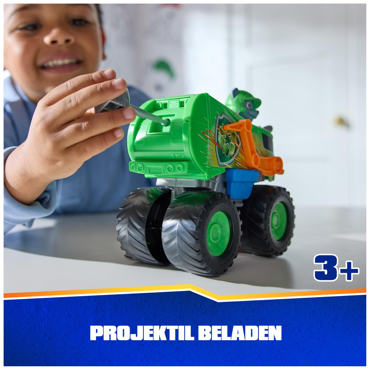 PAW PATROL Rescue Wheels Set de joacă Monstertruck reciclare Rocky cu lansator de proiectile și figurină câine 3+ ani