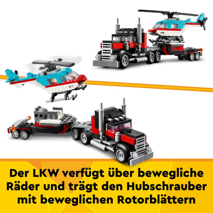 LEGO Creator 3in1: Set de vehicule cu camion, elicopter, avion și cisternă - Cadou pentru băieți și fete de 7 ani 31146
