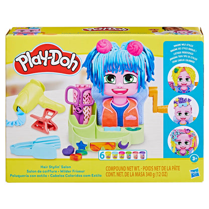 Set de Joacă Play-Doh Frizerie cu 6 Cutii, Jucărie de Rol pentru Fete și Băieți de la 3 Ani