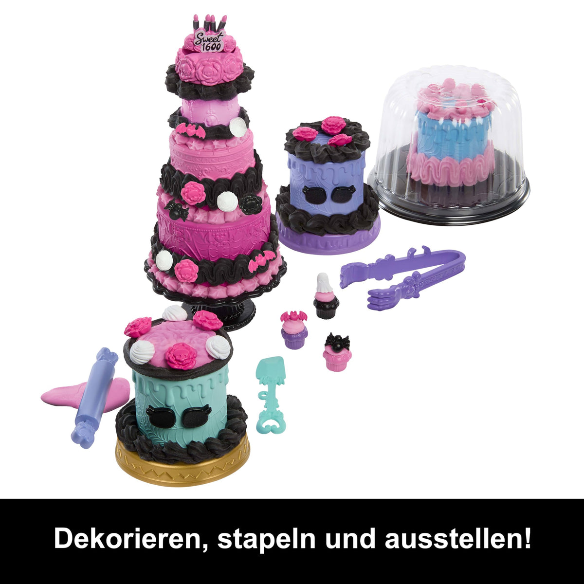 Monster High Scary Sweet Birthday Set de joacă pentru decorat torturi cu păpușă Clawdeen Wolf și peste 20 accesorii