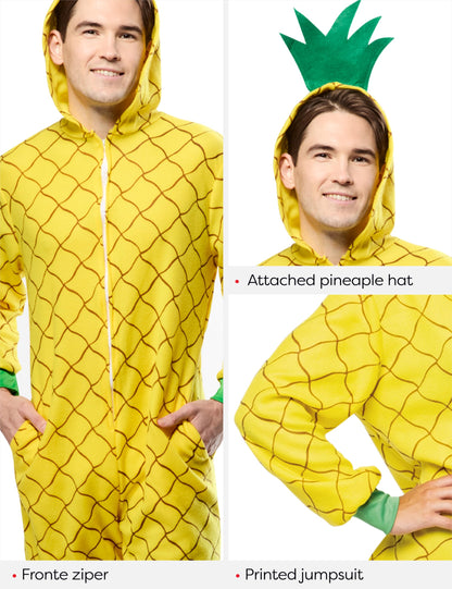 Rubie's Costum Ananas jumpsuit cu gluga, marime unica