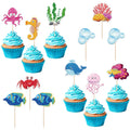 SYKYCTCY Set decorare tort cu 40 piese animale oceanice toppere cupcake
