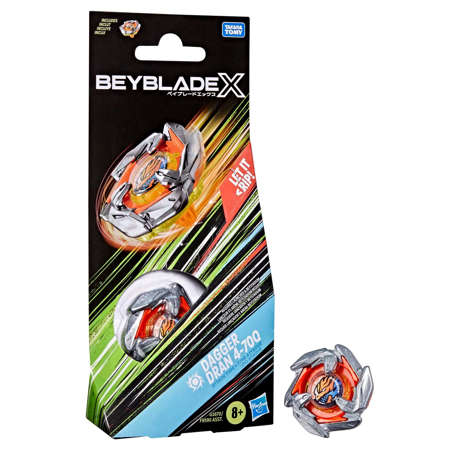 Hasbro Beyblade X Dagger Dran 4-70Q Set de construcție cu 1 top de atac rotativ dreapta 8+ ani