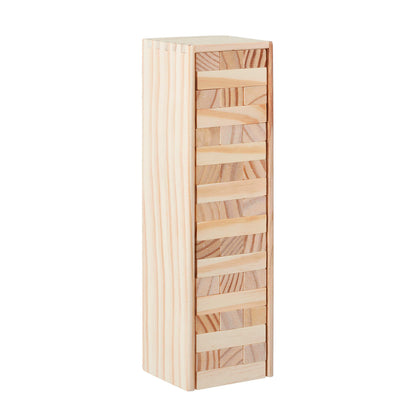 Tumble Turn  din lemn Relaxdays, 54 blocuri pentru stivuit, joc amuzant pentru copii și adulți, jucărie din lemn, natur, 27 x 8 x 7 cm