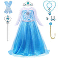 PABTID Costum Prințesă Elsa cu coroană și accesorii