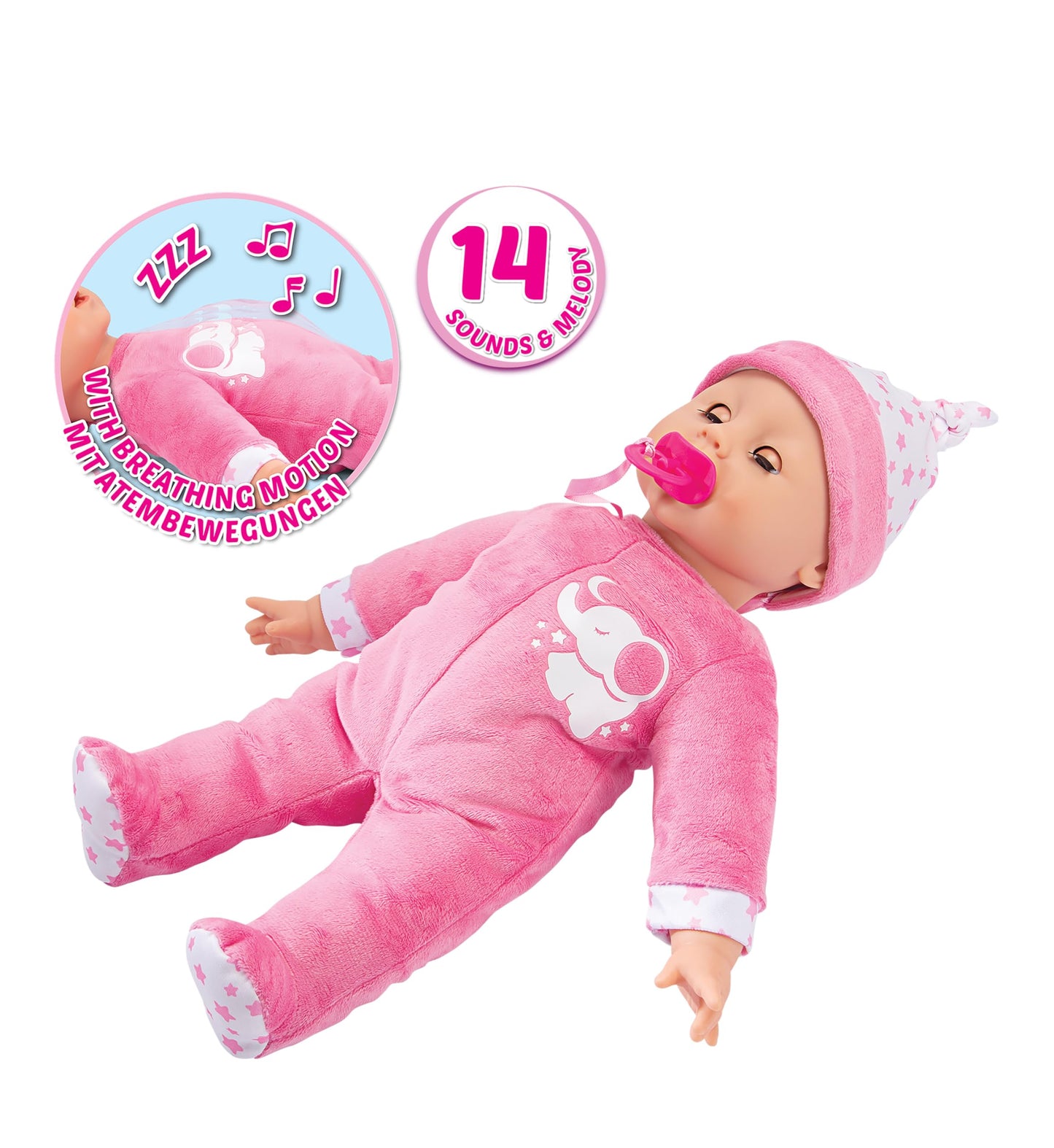 Simba 105140501 Păpușă Laura Set de joacă cu corp moale și mișcări de respirație 1,5+ ani (roz)