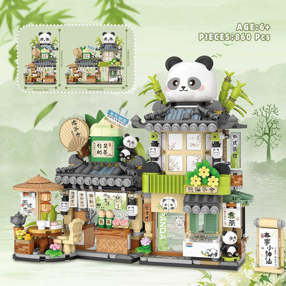 Panda Haus Mini Blocuri, Set Creativ MOC Jucării pentru Fete 6-12 Ani, 860 PCS Blocuri de Construcție, Cadou Jucărie (Incompatibil cu Lego)