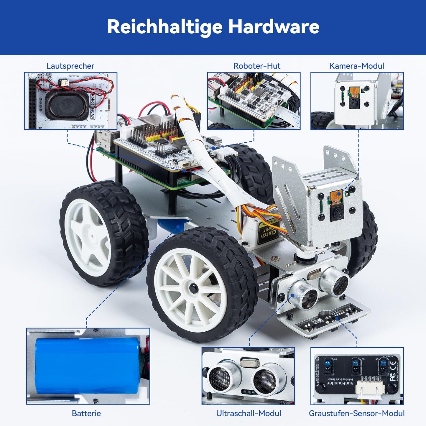 SUNFOUNDER PiCar-X Robot AI Raspberry Pi, ChatGPT-4